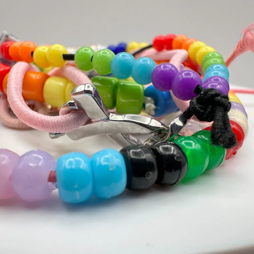 Vintage 90s Y2K Kandi Beaded Bracelet‎ Lot Stitch Charm Women's Classic Jewelry